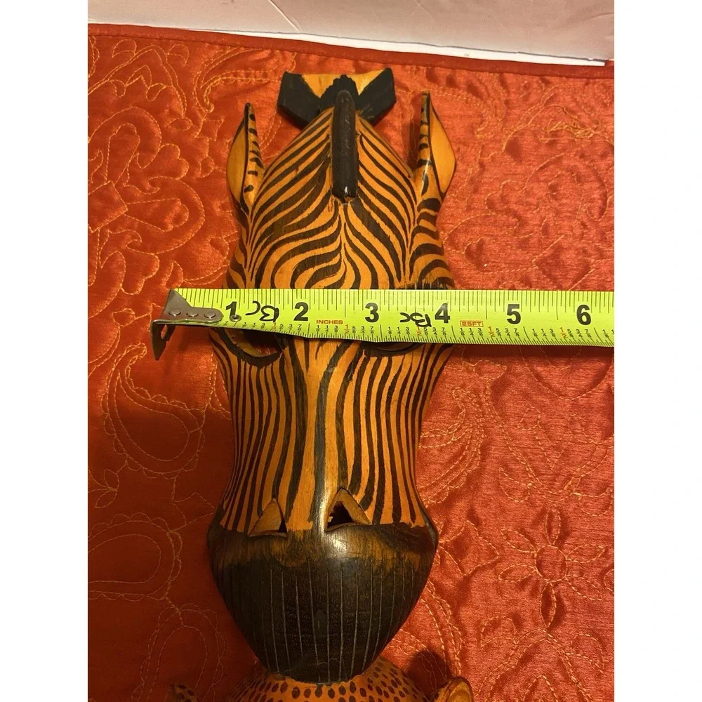 Wooden Hand Carved African Tribal‎ Masks. Zebra And Leopard 19